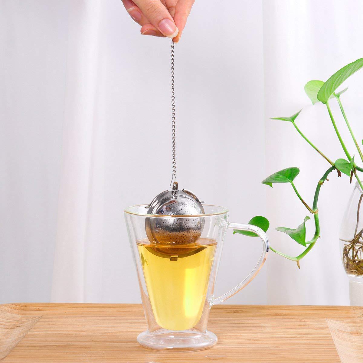 Modern Minimalist Stainless Steel Tea Ball Chain Tea Drain Office Round Spherical Tea Filter - Bully Brew Coffee Co.